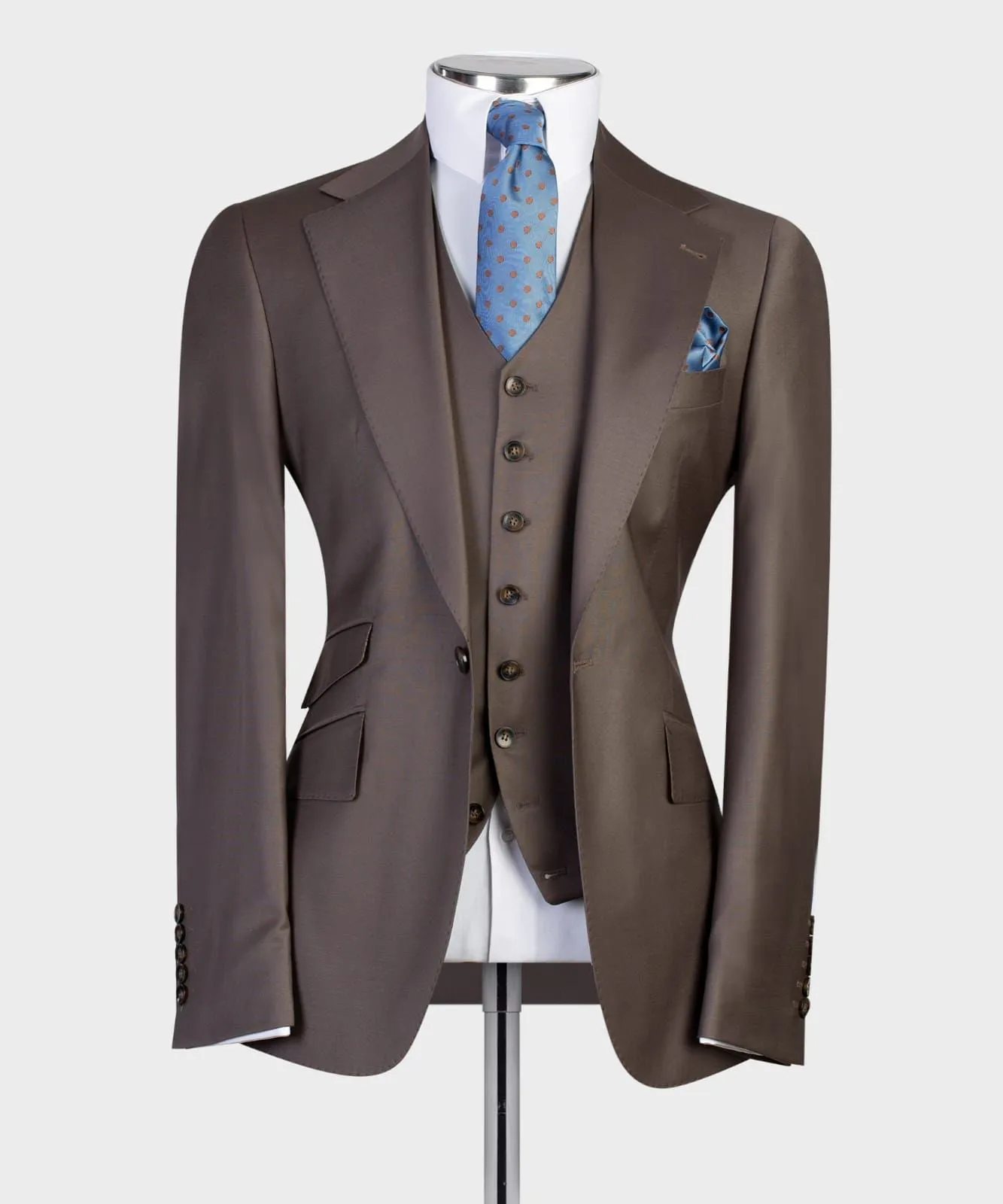 3 Pieces Deep Brown Business Suit