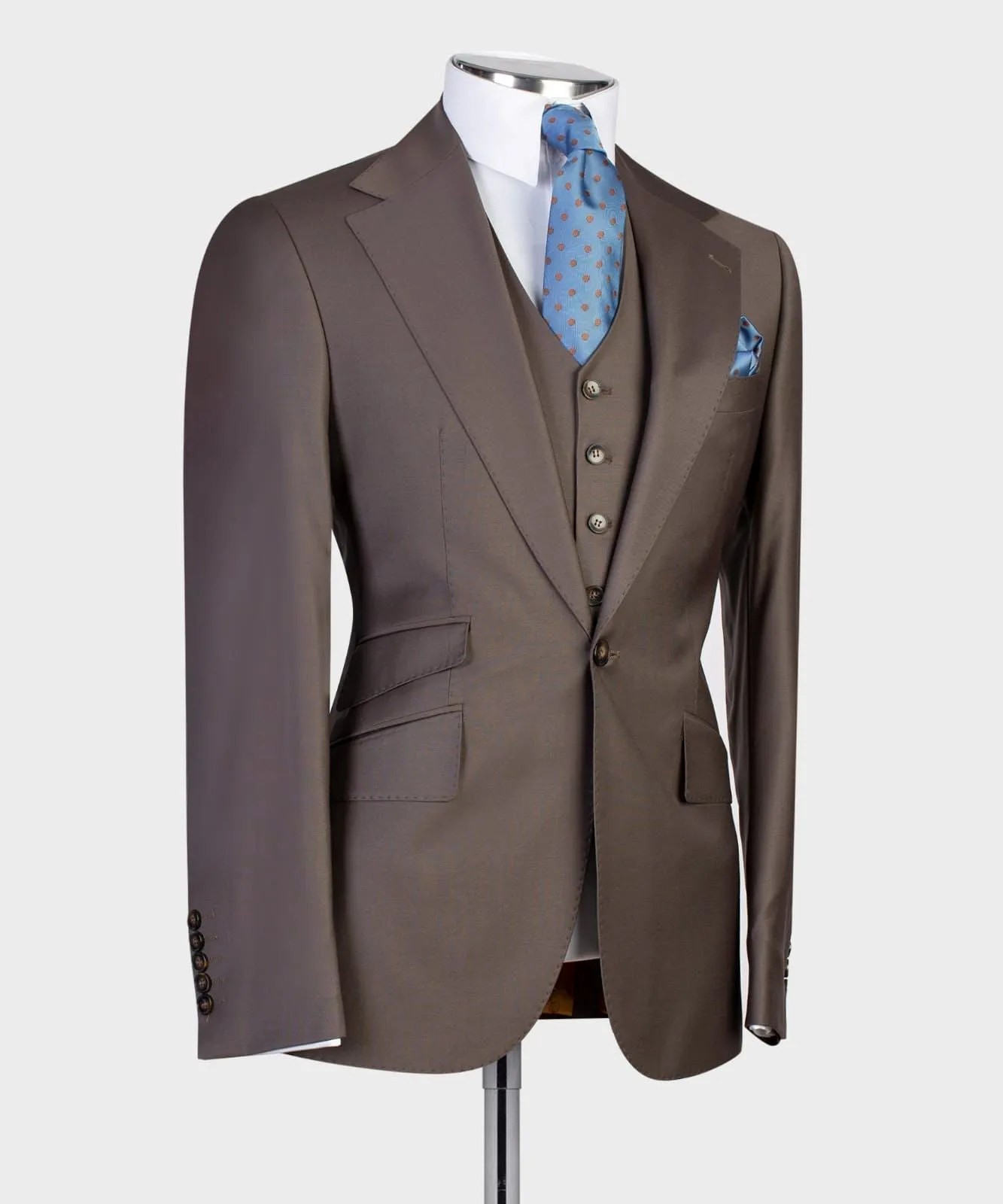 3 Pieces Deep Brown Business Suit