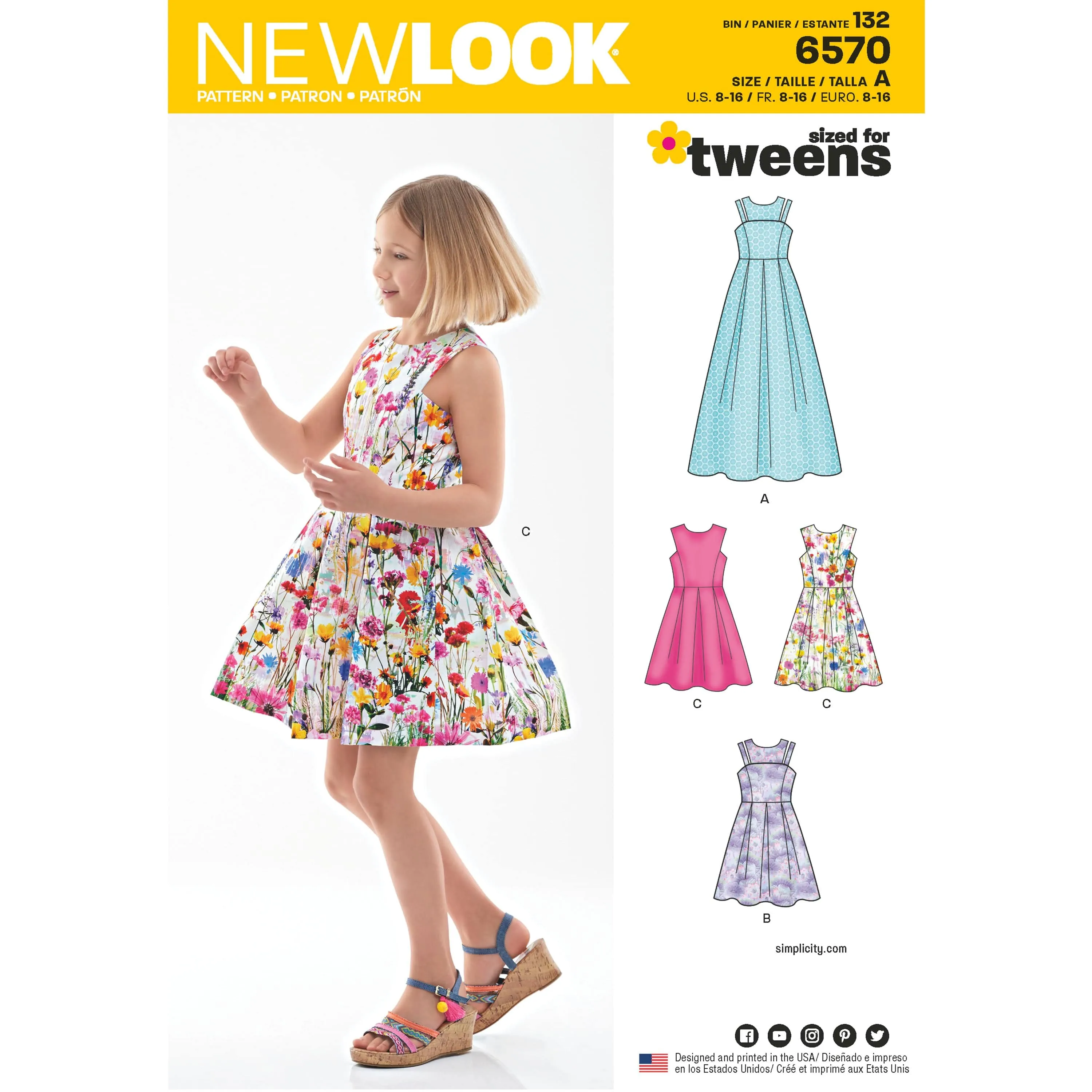 6570 New Look Pattern 6570 Girl's Dress in Two Lengths