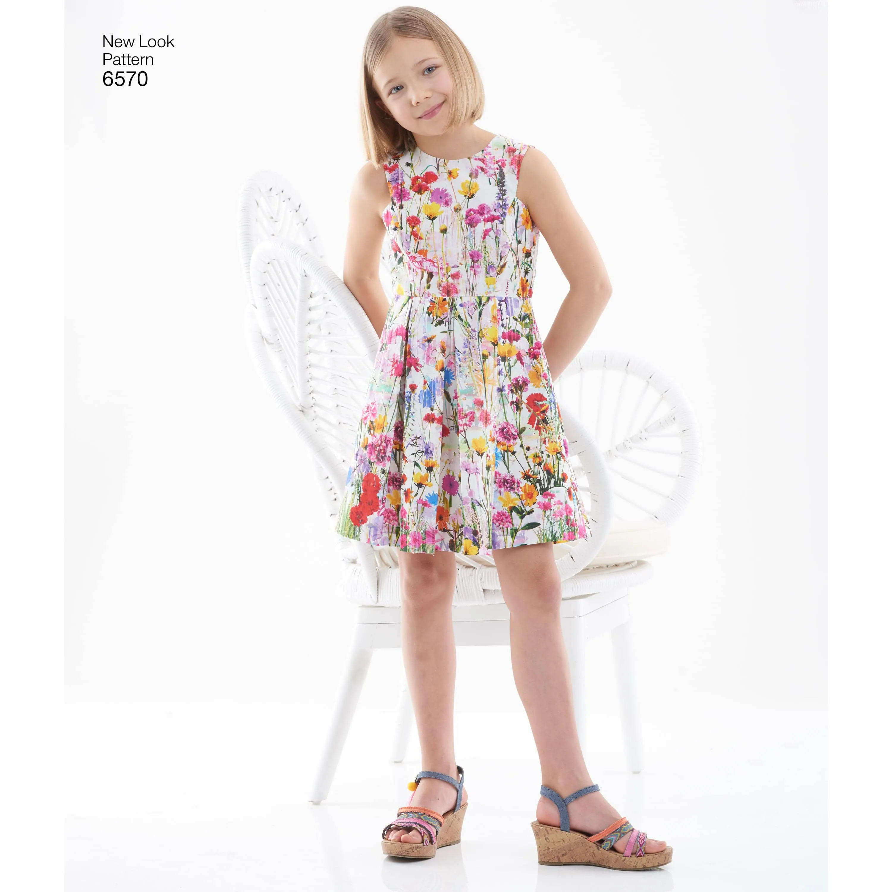 6570 New Look Pattern 6570 Girl's Dress in Two Lengths