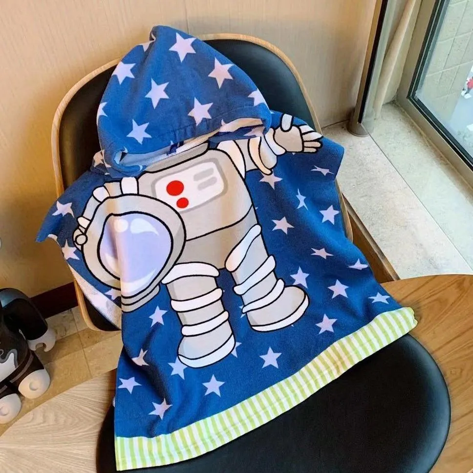 Adorable Cartoon Hooded Bath Towel for Kids QuickDrying Robe