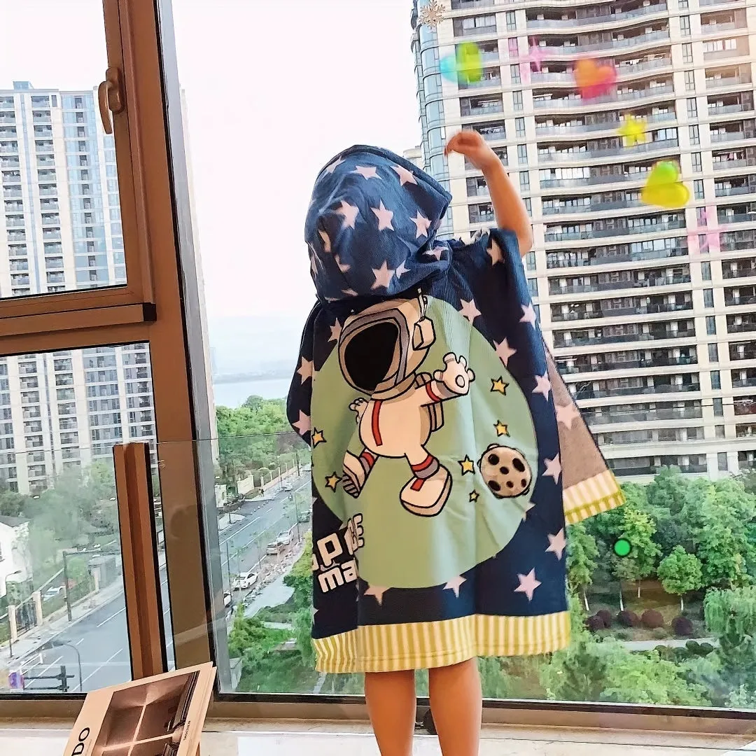 Adorable Cartoon Hooded Bath Towel for Kids QuickDrying Robe