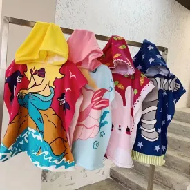 Adorable Cartoon Hooded Bath Towel for Kids QuickDrying Robe