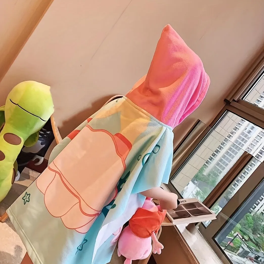 Adorable Cartoon Hooded Bath Towel for Kids QuickDrying Robe