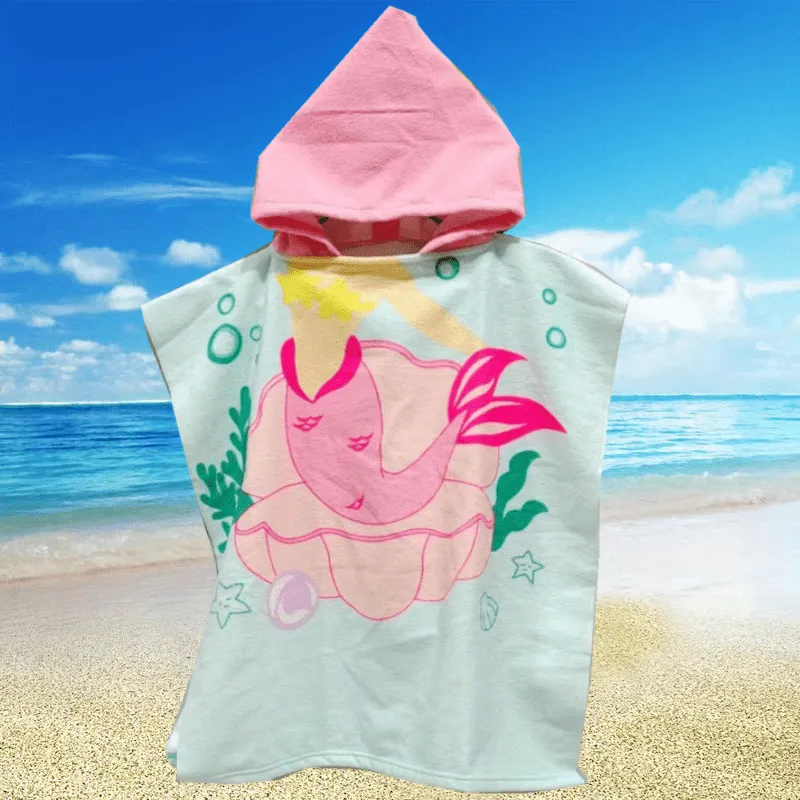 Adorable Cartoon Hooded Bath Towel for Kids QuickDrying Robe