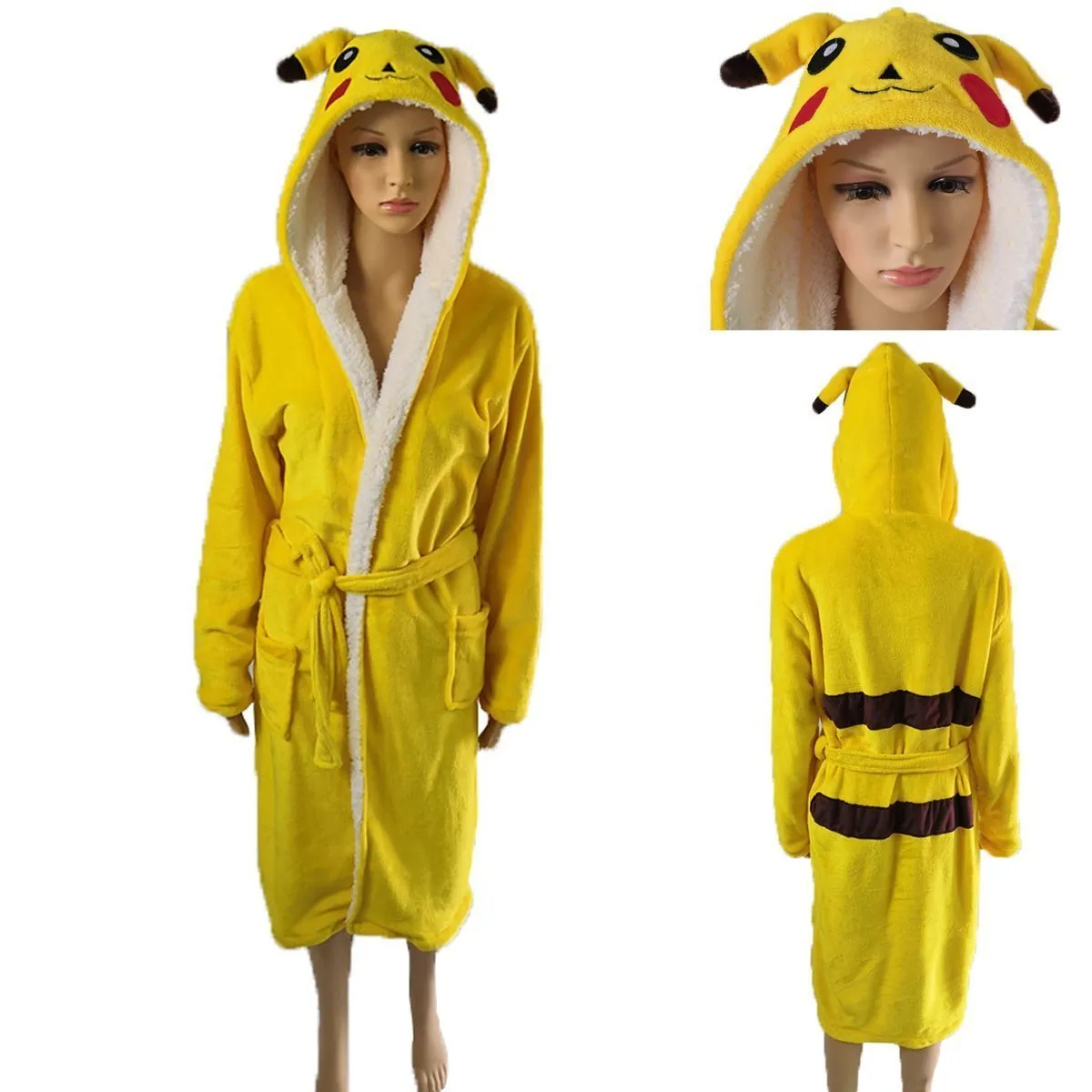 Adult Kids Pikachu Cartoon Bathrobe Kigurumi Pajamas Onesies