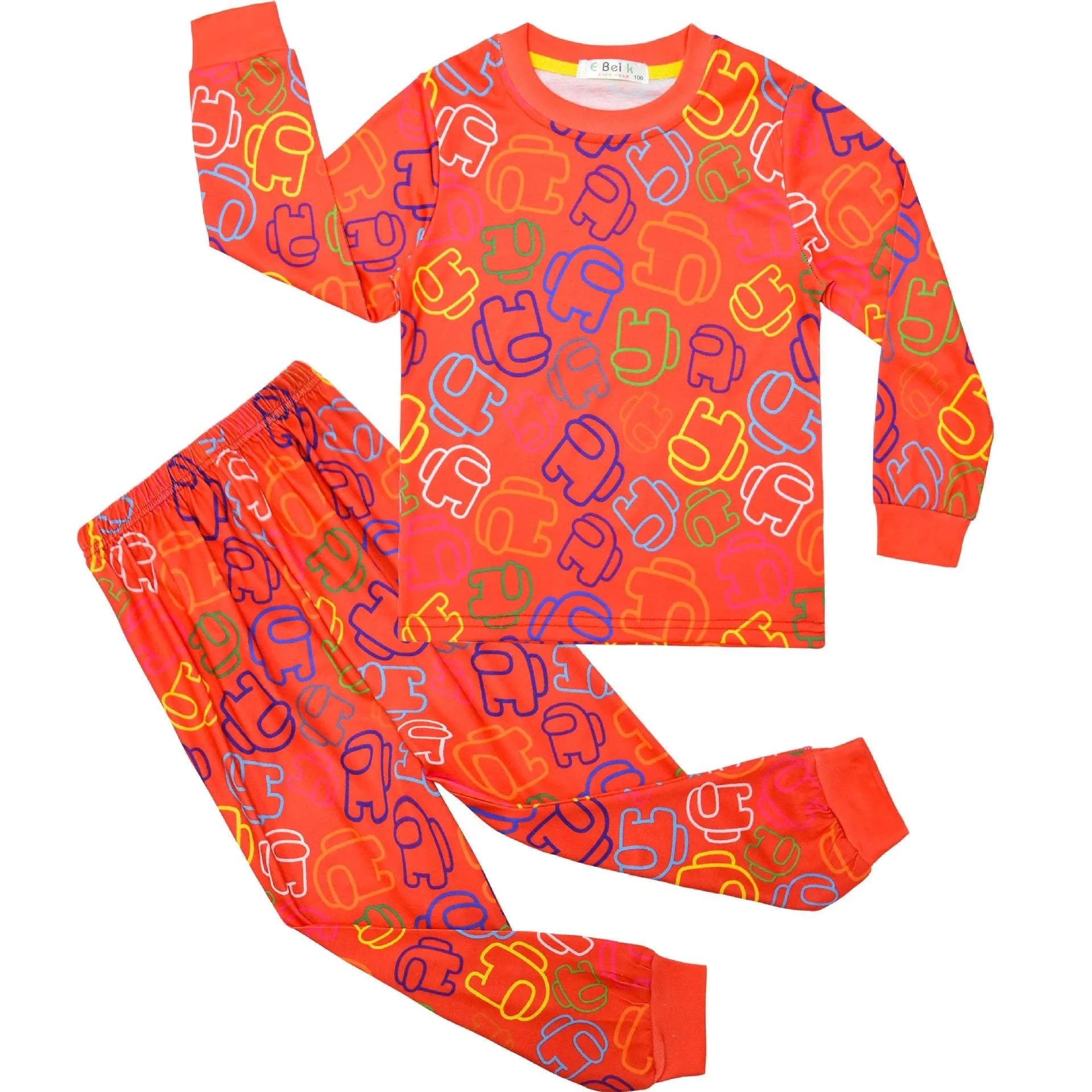 Among us Kids Sleepwear Cotton Long Sleeve Tops & Pants Boy Pajamas Set