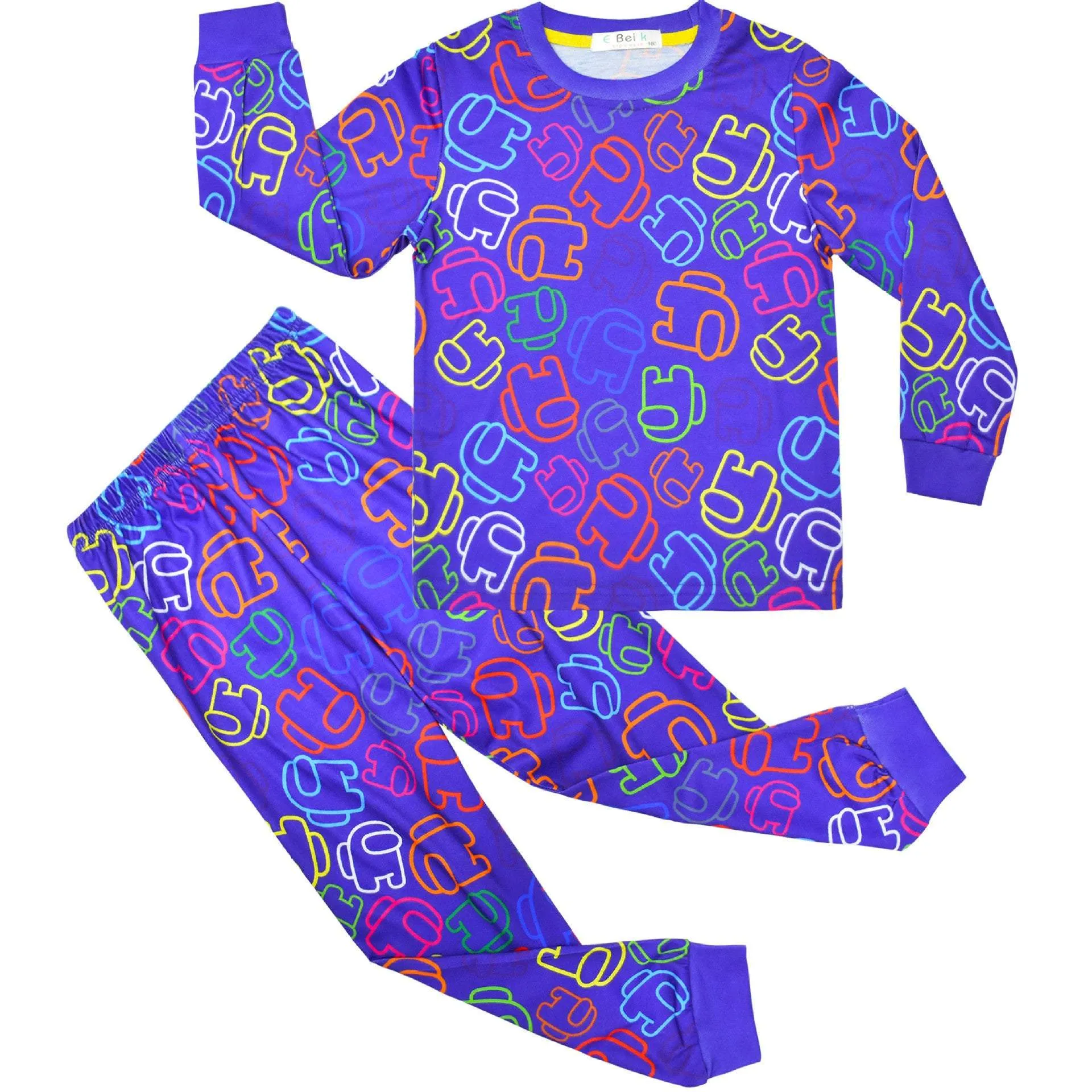 Among us Kids Sleepwear Cotton Long Sleeve Tops & Pants Boy Pajamas Set