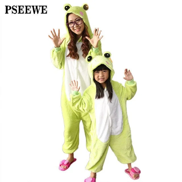 Animal pajamas one piece Family matching outfits Adult onesie Mother and daughter clothes Totoro Dinosaur Unicorn Pyjamas women