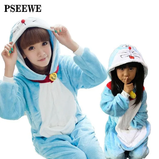 Animal pajamas one piece Family matching outfits Adult onesie Mother and daughter clothes Totoro Dinosaur Unicorn Pyjamas women