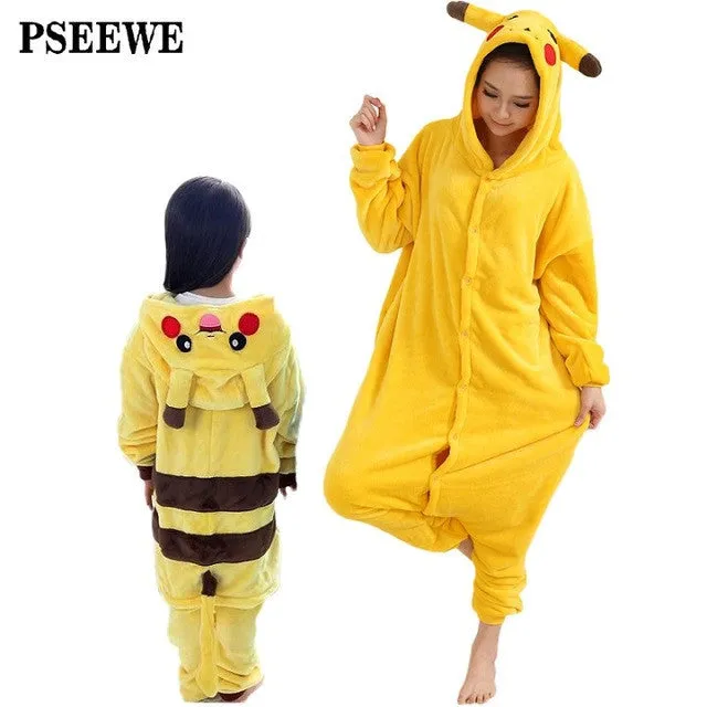 Animal pajamas one piece Family matching outfits Adult onesie Mother and daughter clothes Totoro Dinosaur Unicorn Pyjamas women