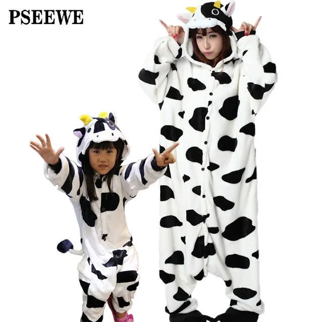 Animal pajamas one piece Family matching outfits Adult onesie Mother and daughter clothes Totoro Dinosaur Unicorn Pyjamas women