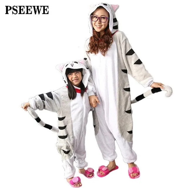 Animal pajamas one piece Family matching outfits Adult onesie Mother and daughter clothes Totoro Dinosaur Unicorn Pyjamas women