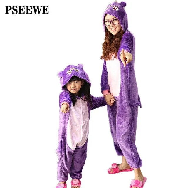 Animal pajamas one piece Family matching outfits Adult onesie Mother and daughter clothes Totoro Dinosaur Unicorn Pyjamas women