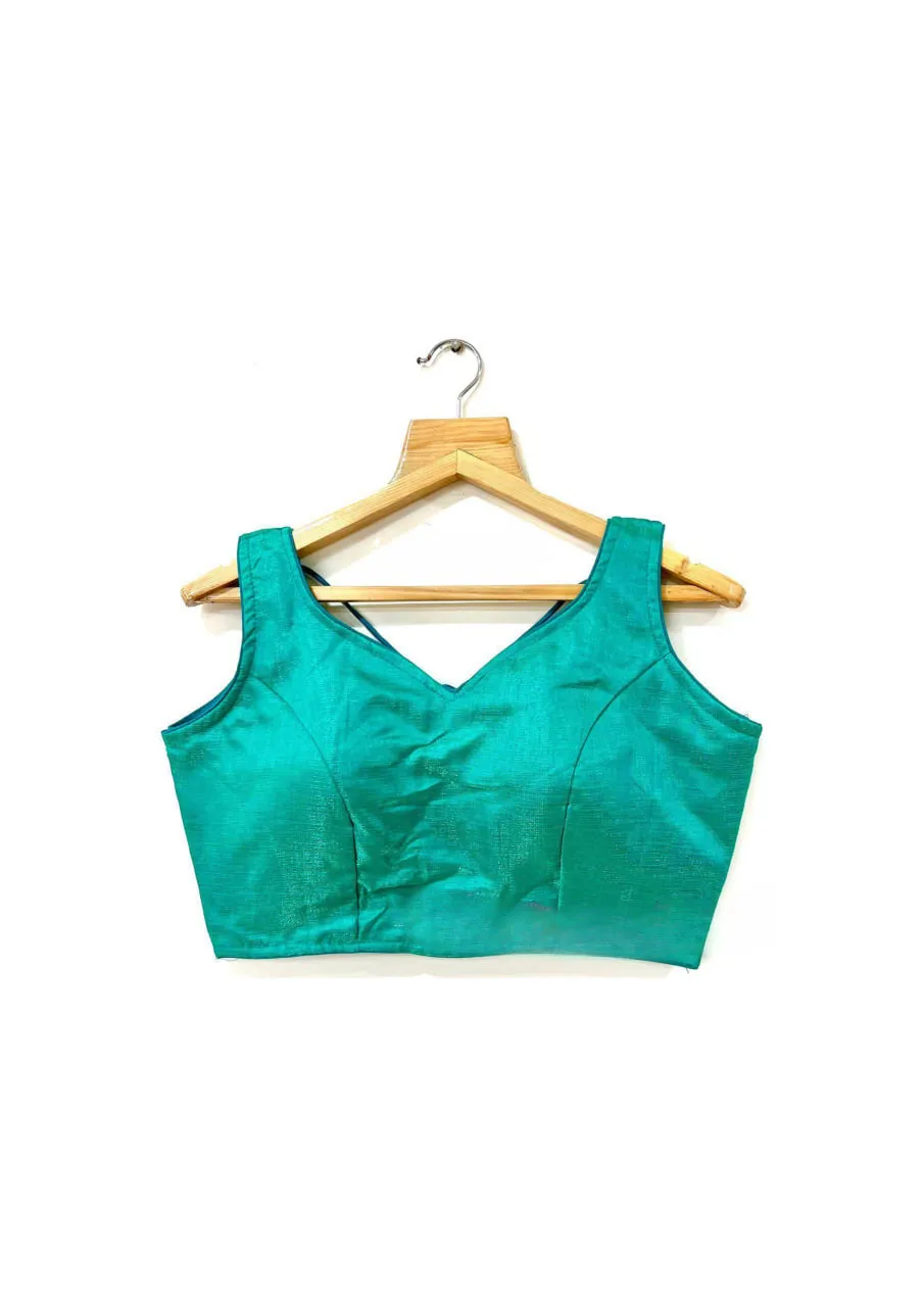 Appealing Rama Green Color Fancy Milan Silk Readymade Blouse For Women