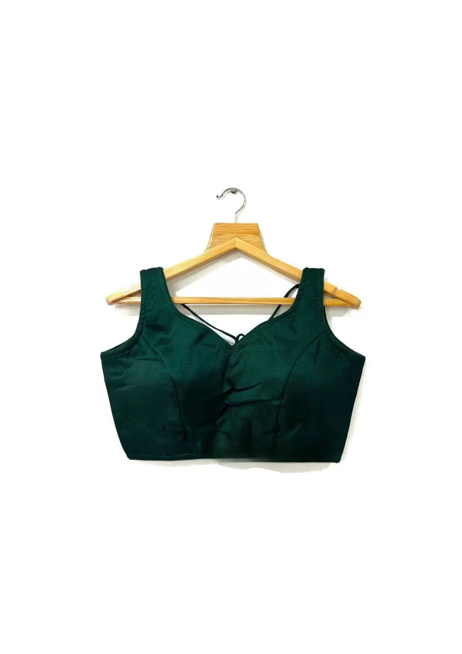 Attractive Green Color Fancy Milan Silk Readymade Blouse For Women