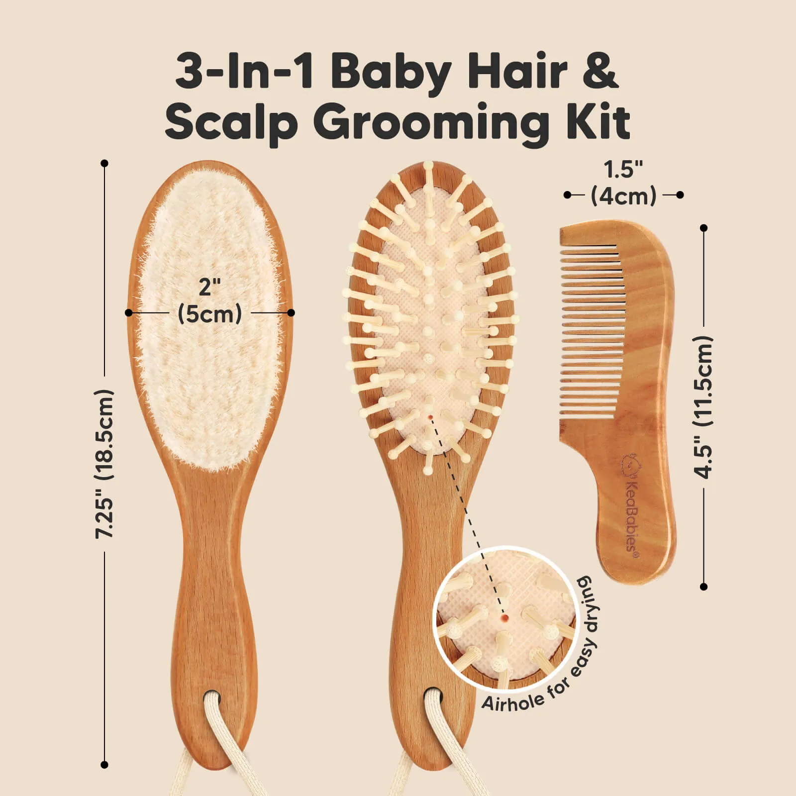 Baby Hair Brush and Comb Set (Golden Oak)