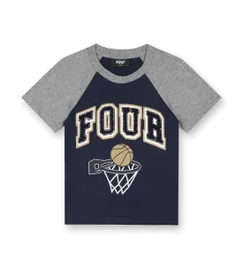 Basketball T-shirt Marine Blue & Grey Melange