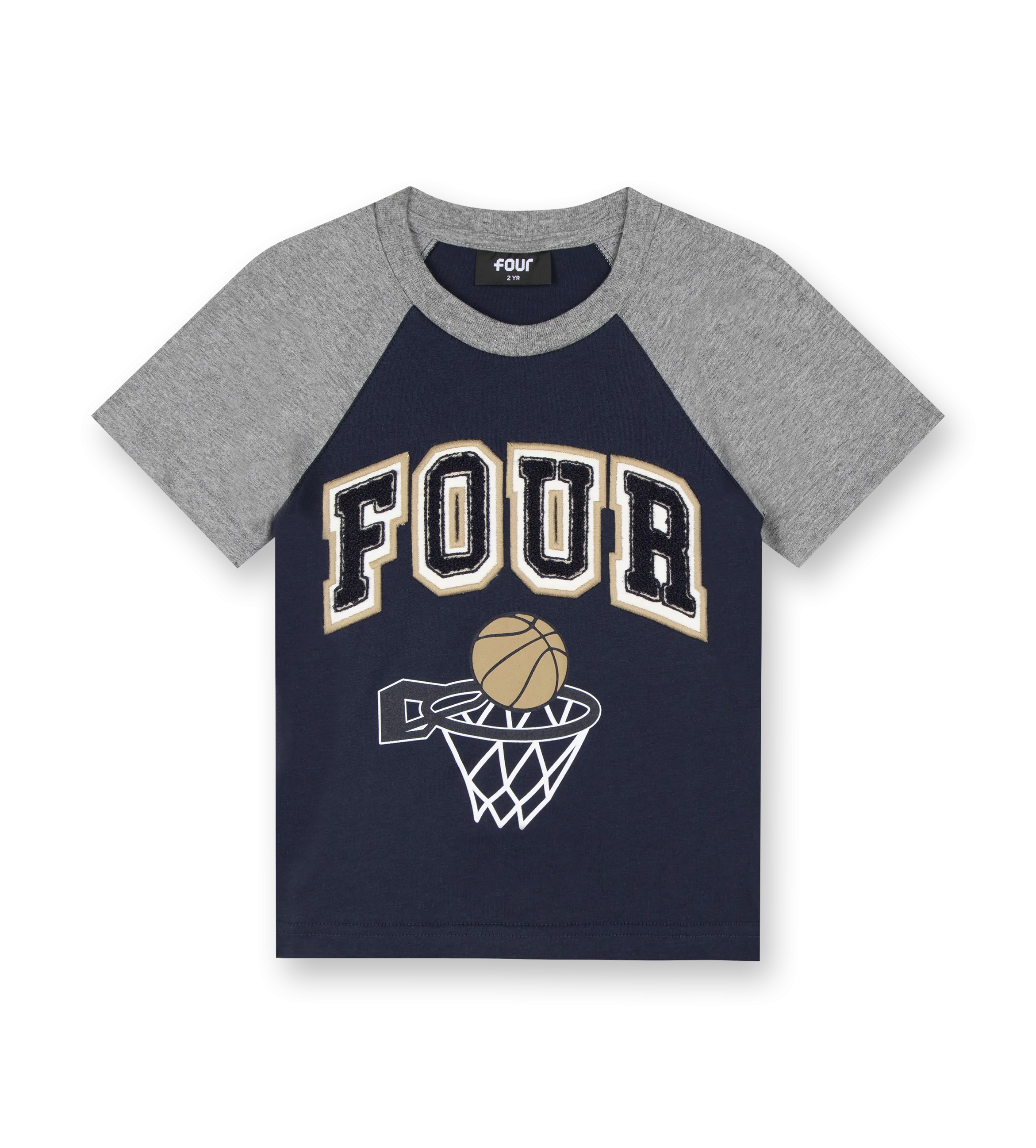 Basketball T-shirt Marine Blue & Grey Melange