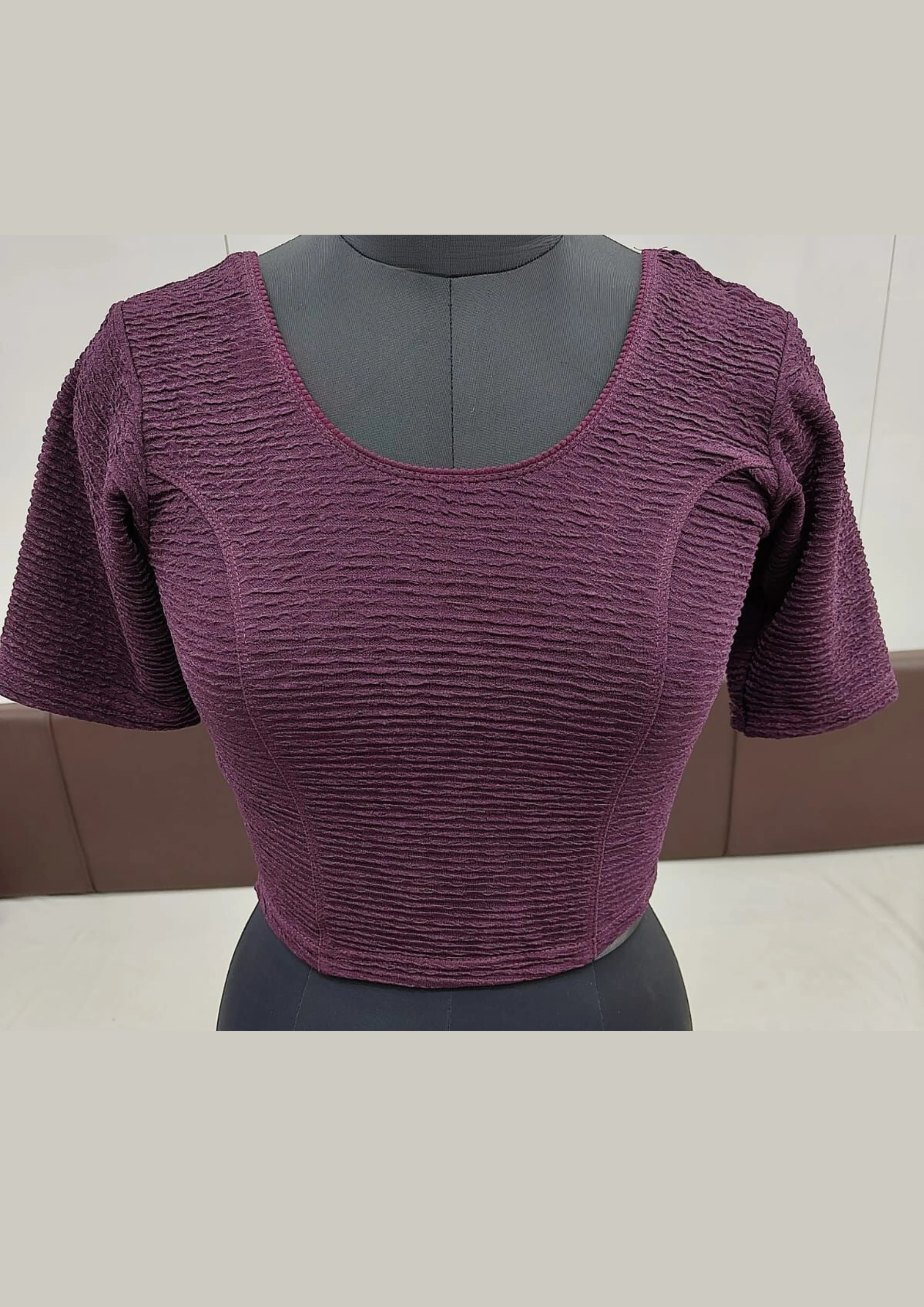 Beautiful Purple Color Ready To Wear Stretchable Blouse For Women