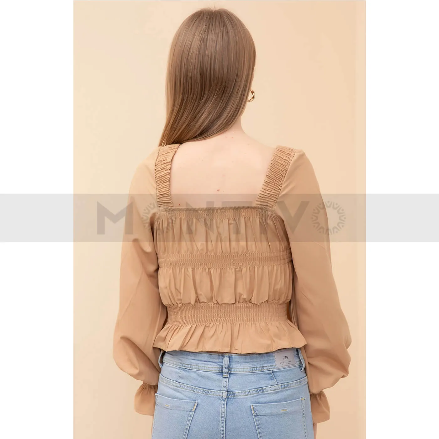 Beige Poplin Blouse