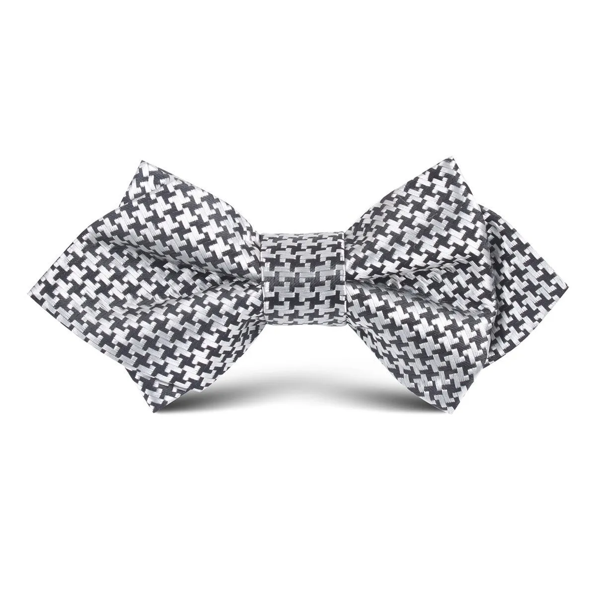 Black & Silver Houndstooth Kids Diamond Bow Tie