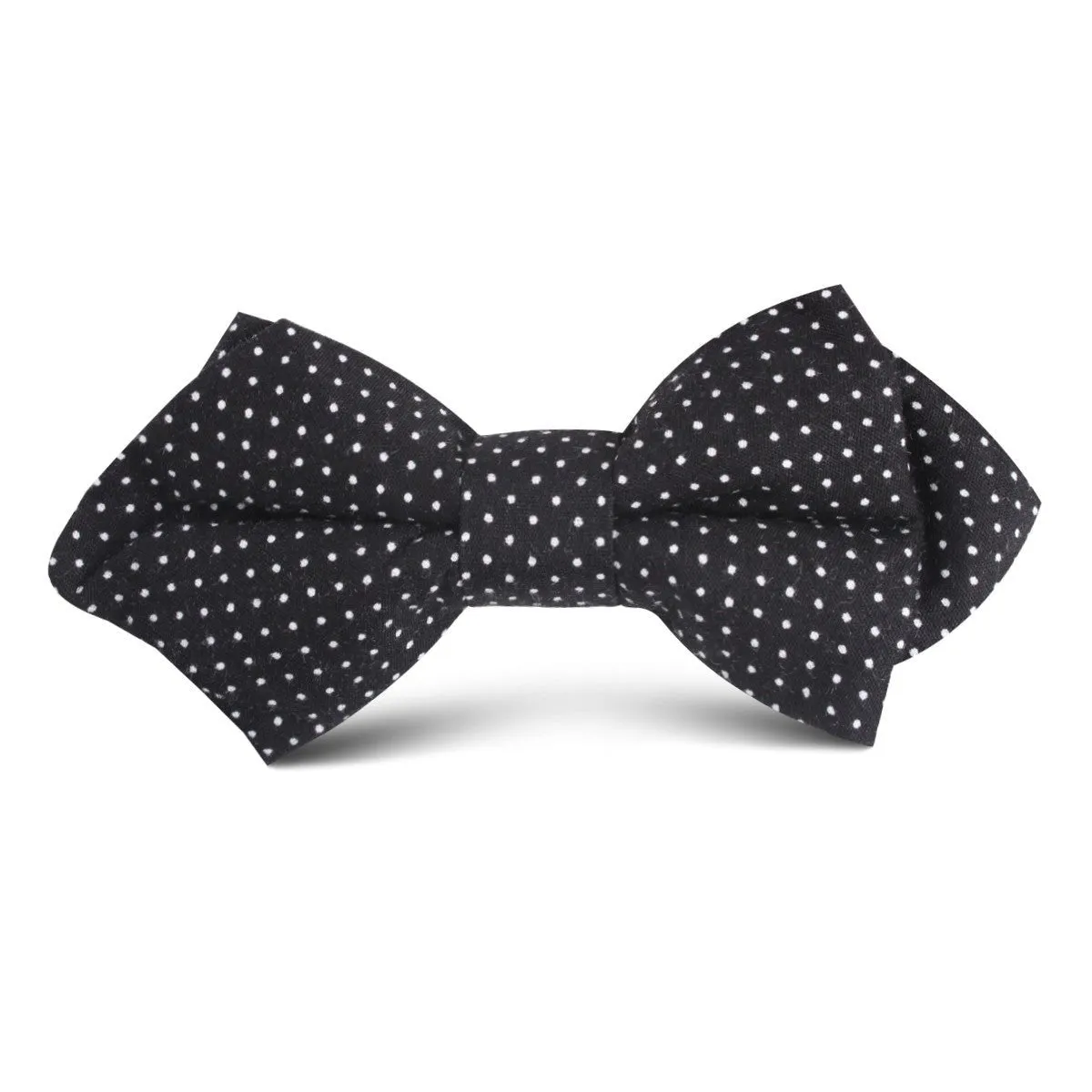 Black Cotton Pin Dots Kids Diamond Bow Tie