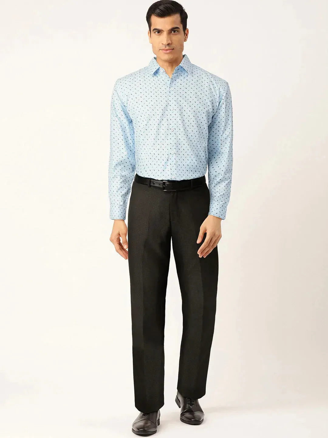 Blue Men'S Cotton Printed Formal Shirts