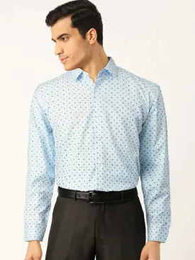 Blue Men'S Cotton Printed Formal Shirts