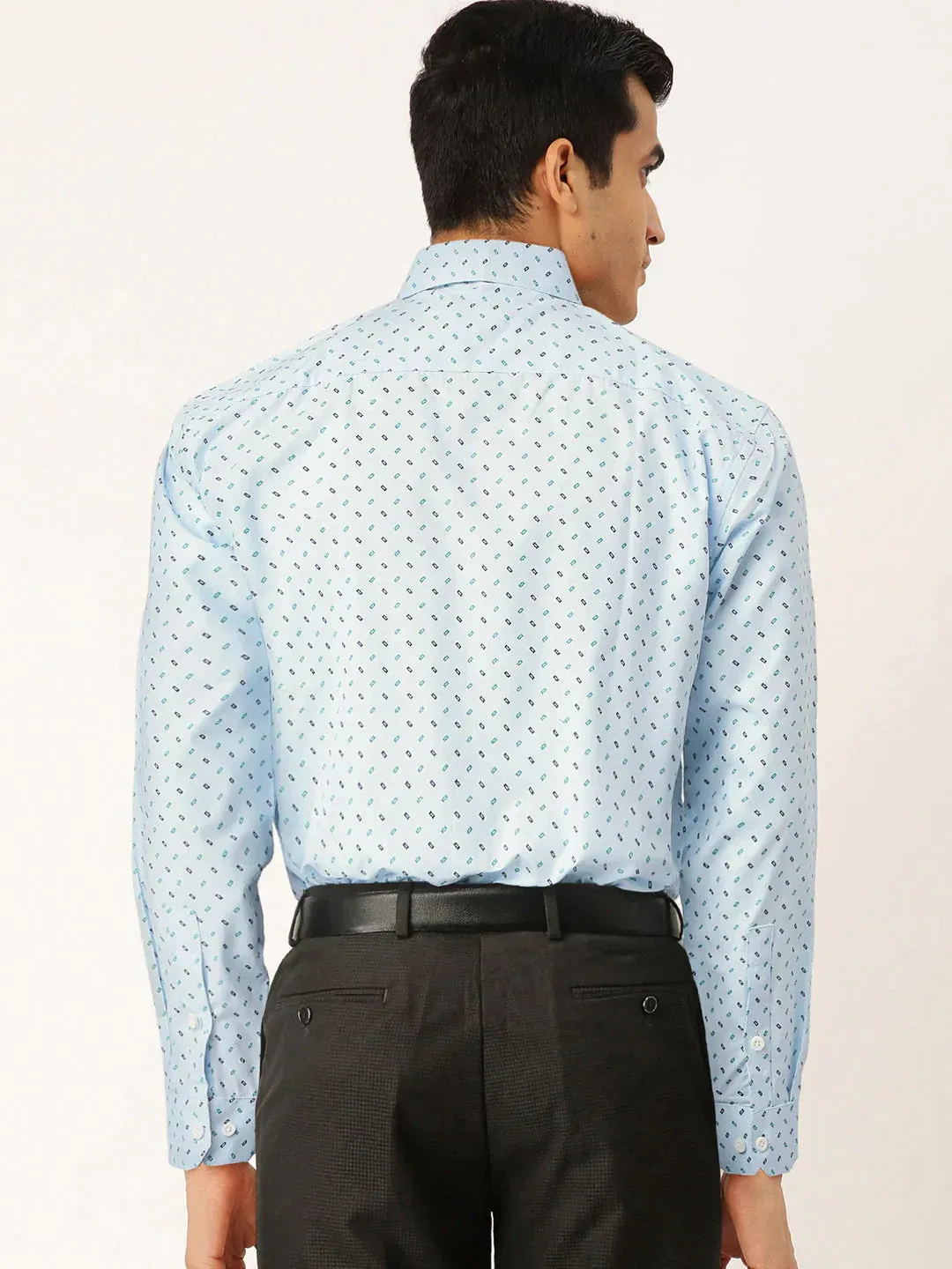 Blue Men'S Cotton Printed Formal Shirts