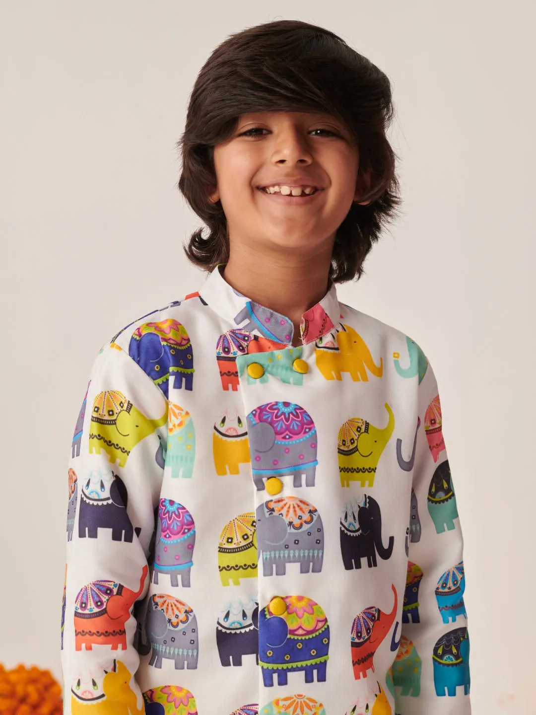 Boys Printed Regular Kurta With Dhoti Pants