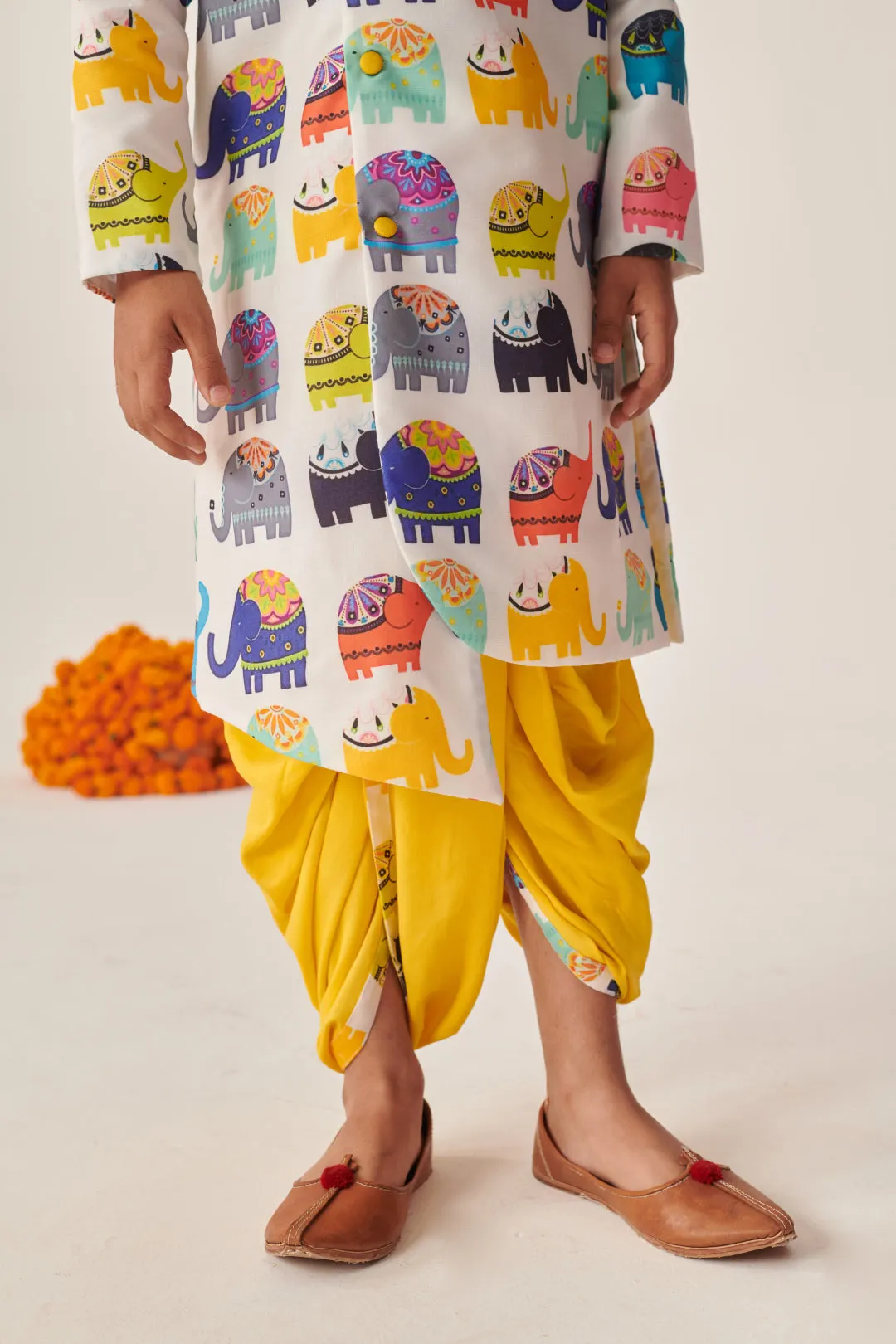 Boys Printed Regular Kurta With Dhoti Pants