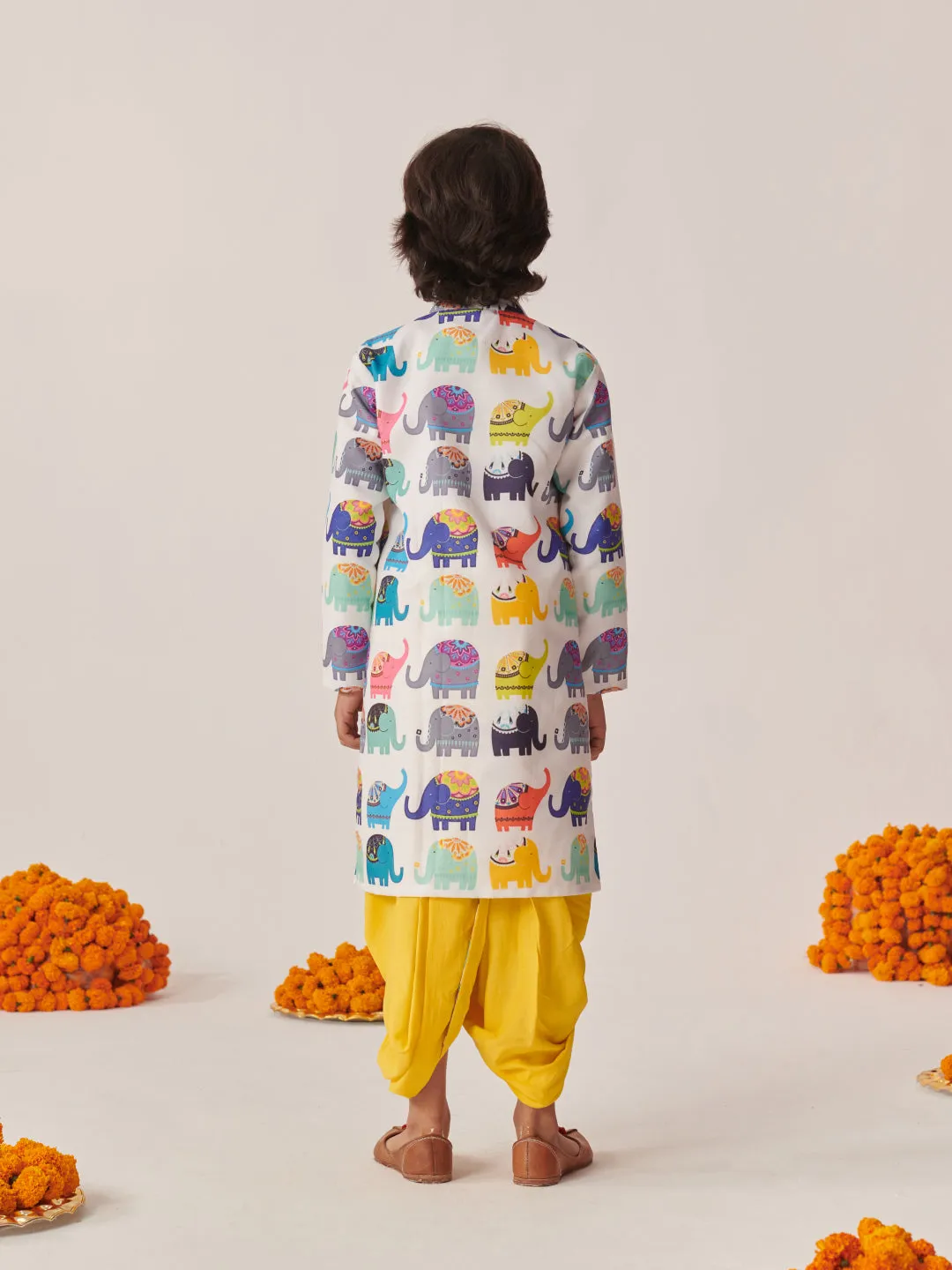 Boys Printed Regular Kurta With Dhoti Pants