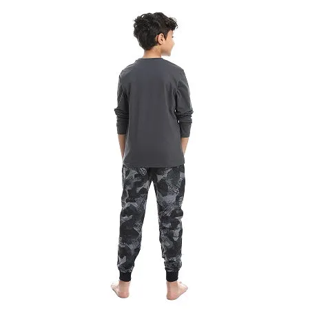 Boys' Summer Pajamas, Cotton T-Shirt and Pants - Black