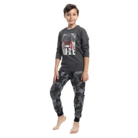 Boys' Summer Pajamas, Cotton T-Shirt and Pants - Black