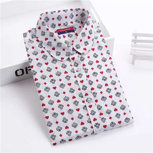 Brand New Women Floral Shirts Cotton Long Sleeve Shirt Women Floral Print Shirt Casual Ladies Blouse Turn Down Collar Women Tops