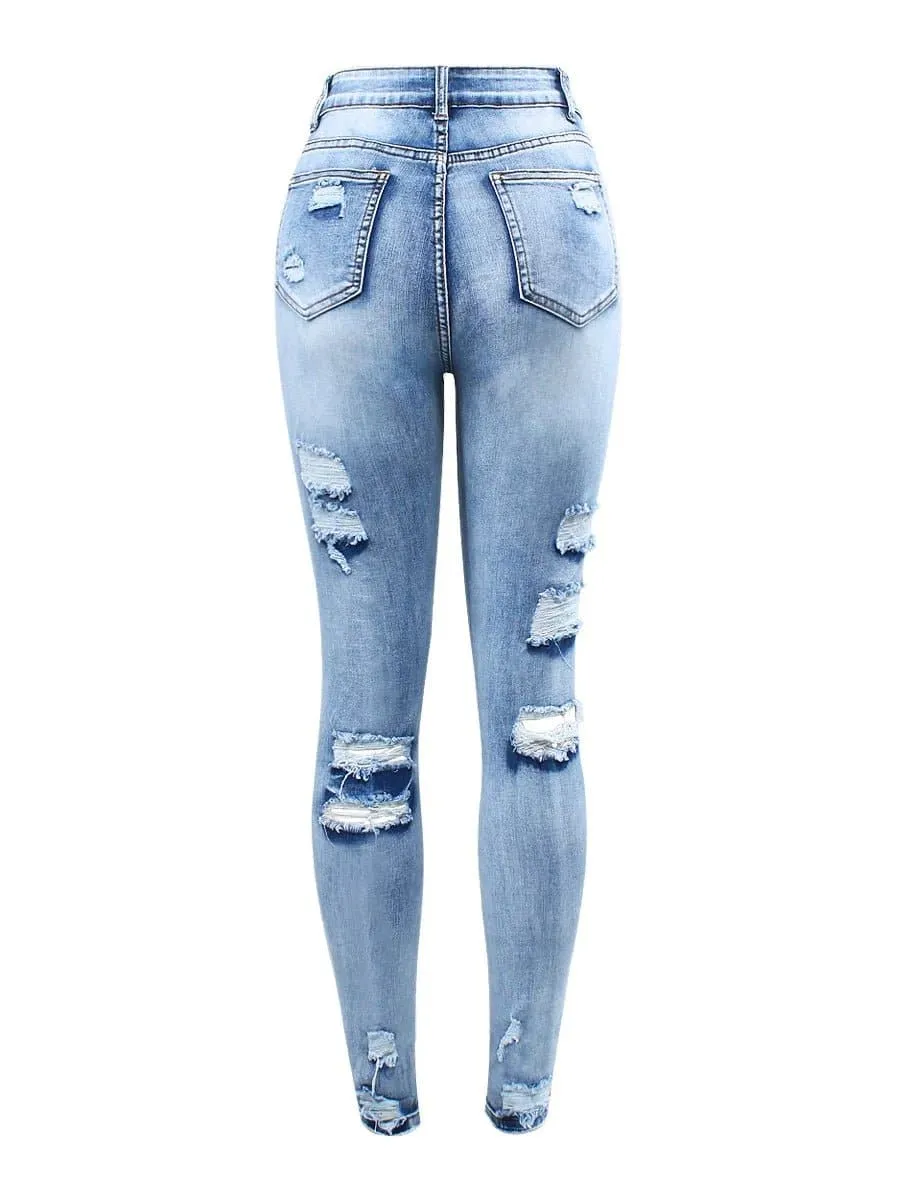 Button Fly Ripped Jeans