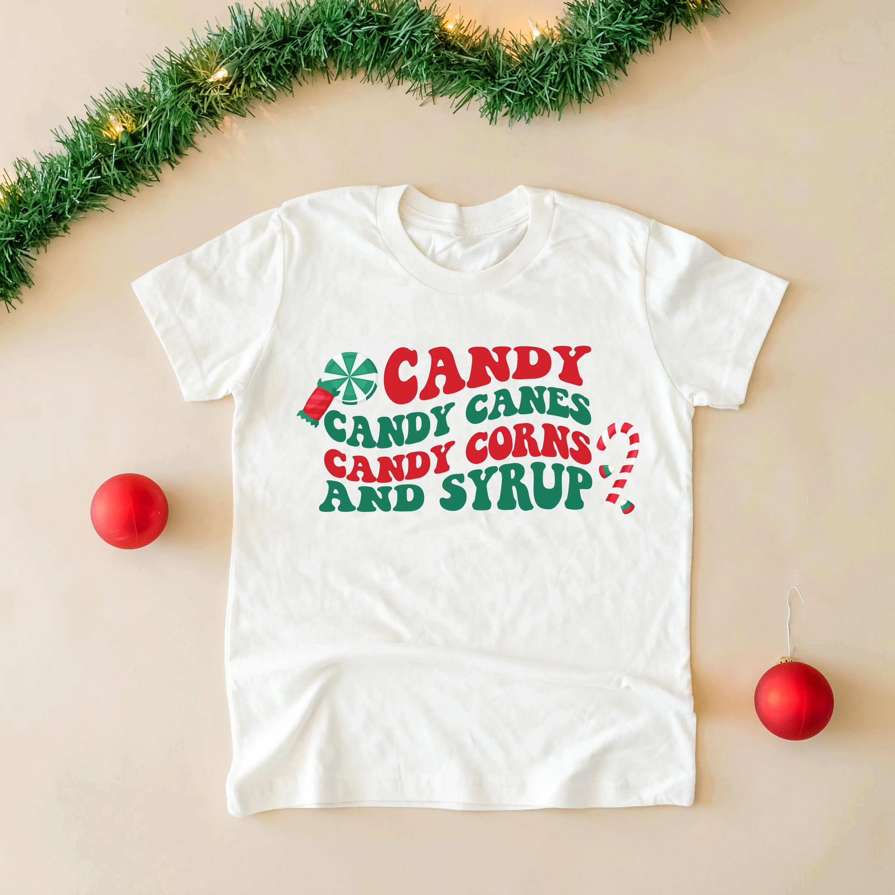 Candy, Candy Canes, Candy Corns And Syrup - Child Tee