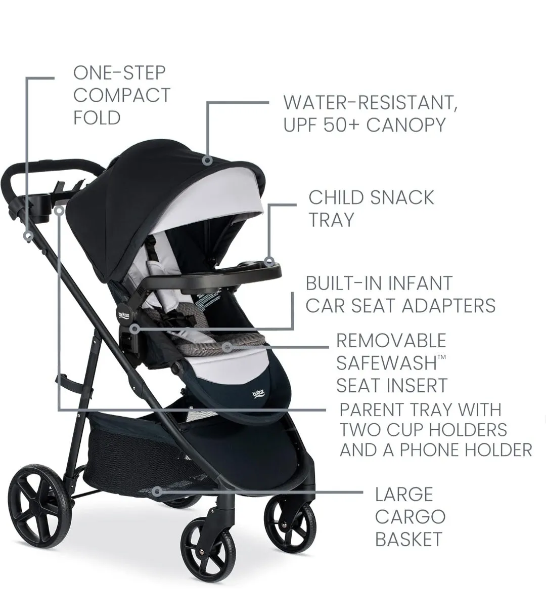 (Children) Britax Willow Brook S  Baby Travel System/Infant Car Seat and Stroller Combo with Alpine Base/ClickTight Technology/SafeWash Insert and Cover/Glacier Onyx