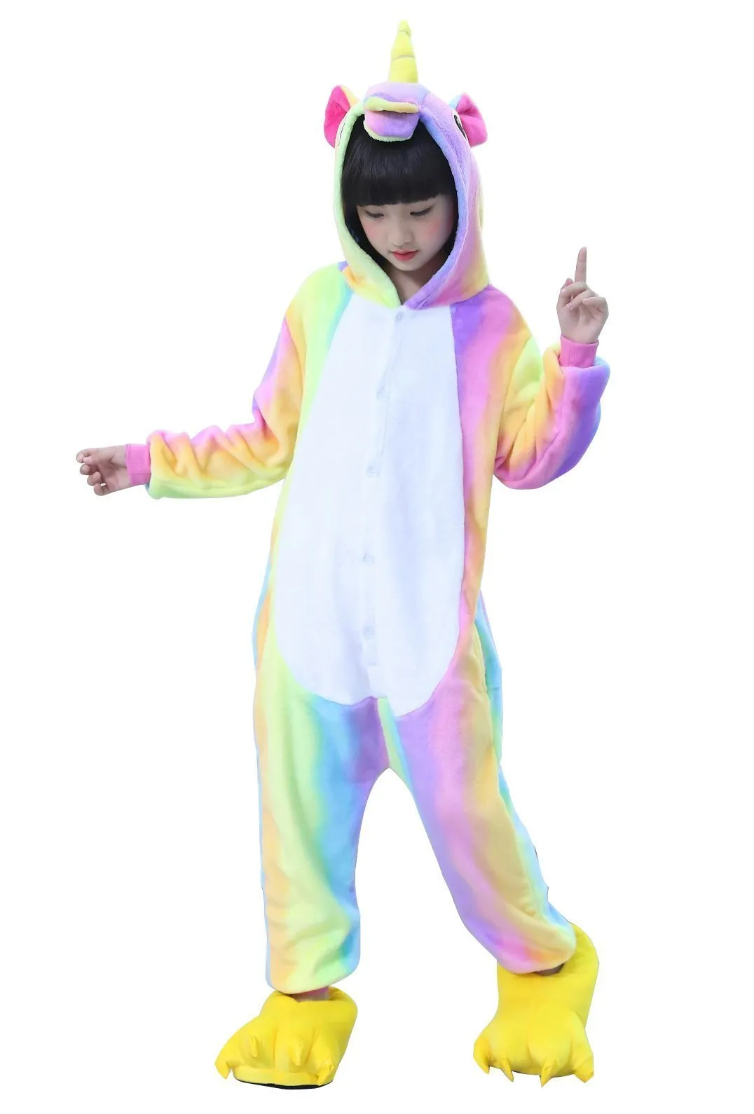 Children Colorful Rainbow Unicorn Kigurumi Onesies Pajamas