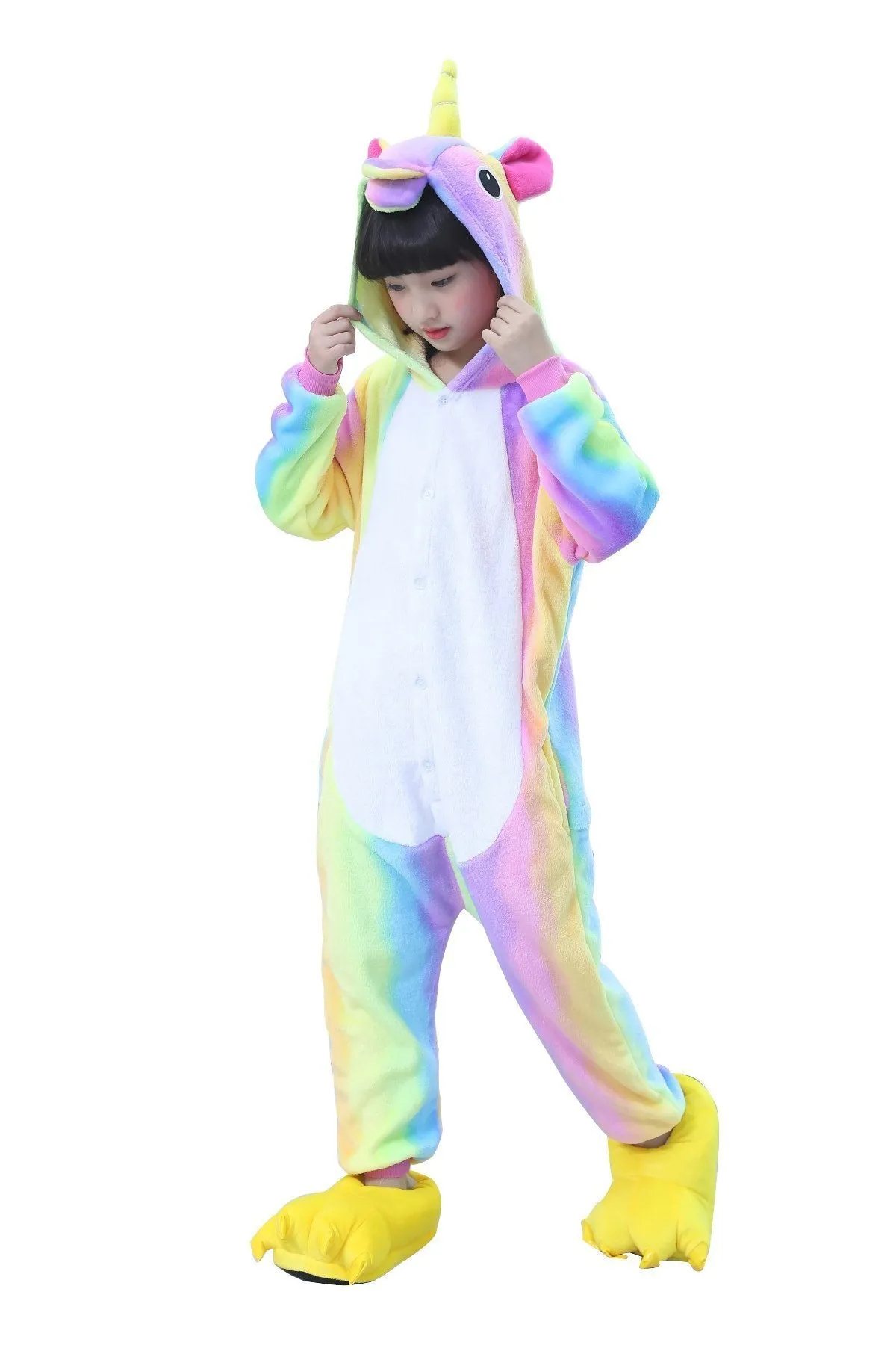 Children Colorful Rainbow Unicorn Kigurumi Onesies Pajamas