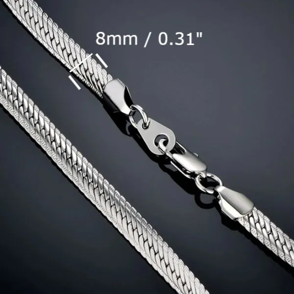 Classy Men 8mm Silver Herringbone Chain Necklace