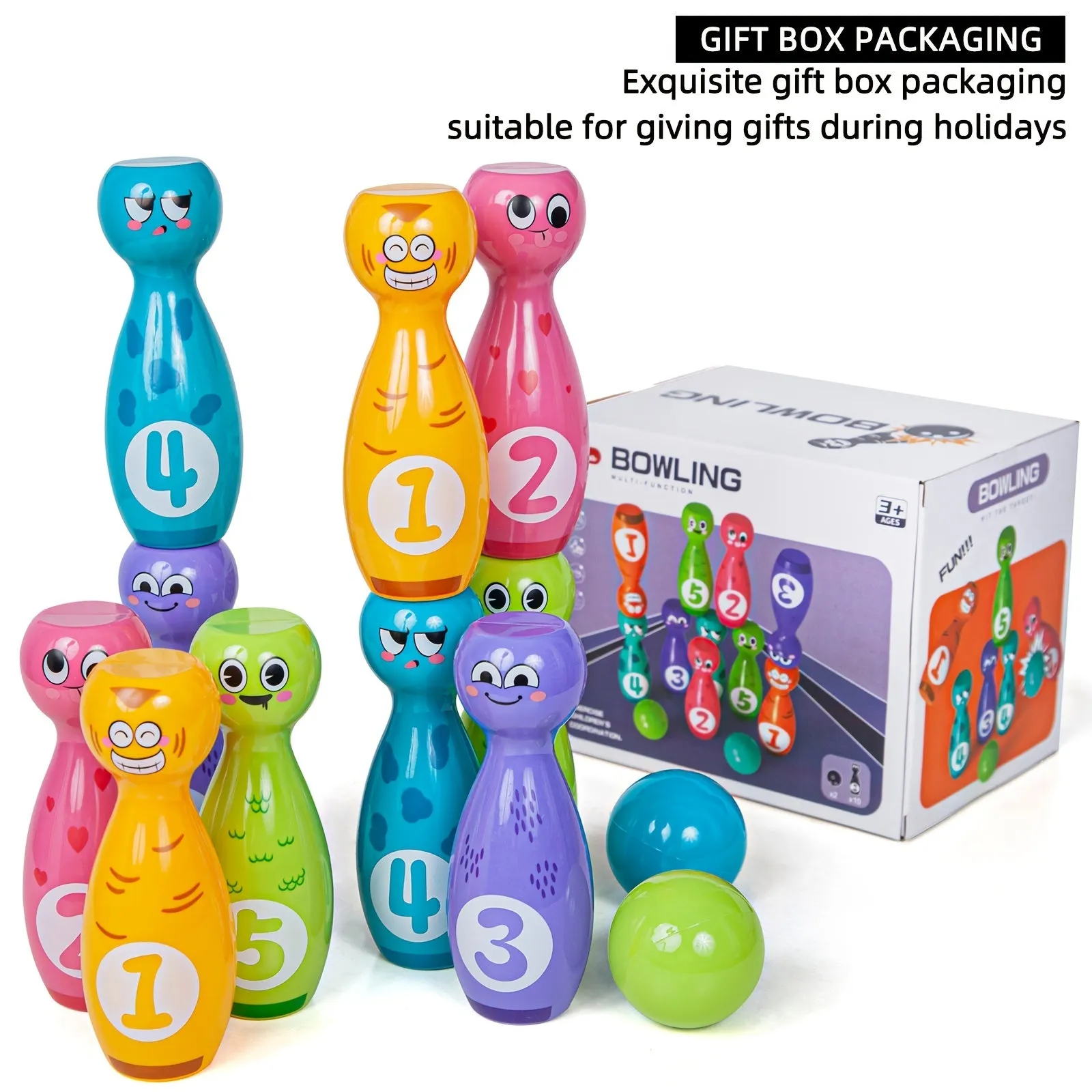 Colorful Kids Bowling Set with Durable Printing and Packaging