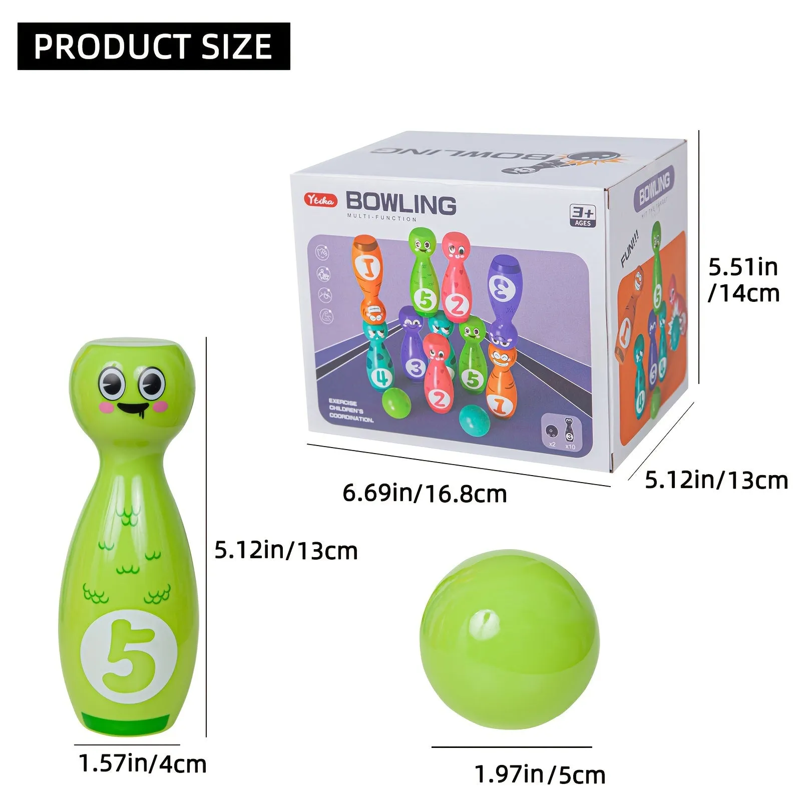 Colorful Kids Bowling Set with Durable Printing and Packaging