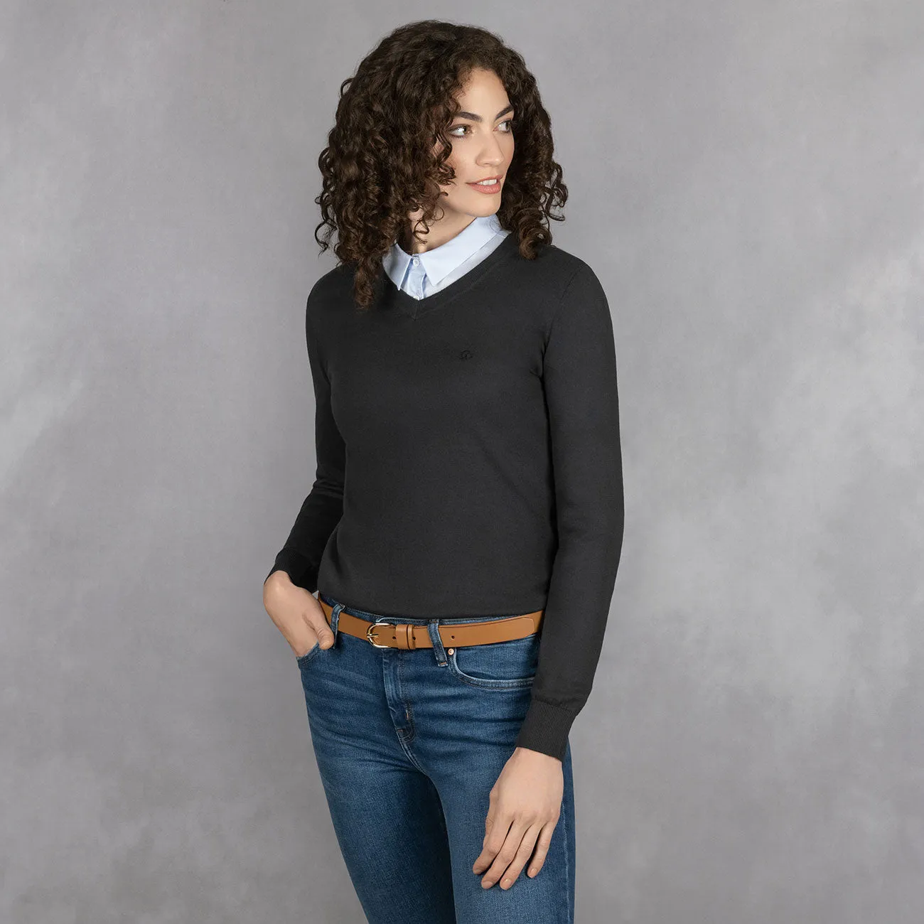 Cotton Pullover V-Neck Women