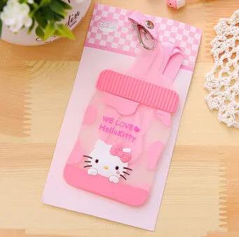 Cute Feeding Bottle Shaped Cartoon Animals Silicone Card Cover Bus Bank Id Card Case Holder with Rope