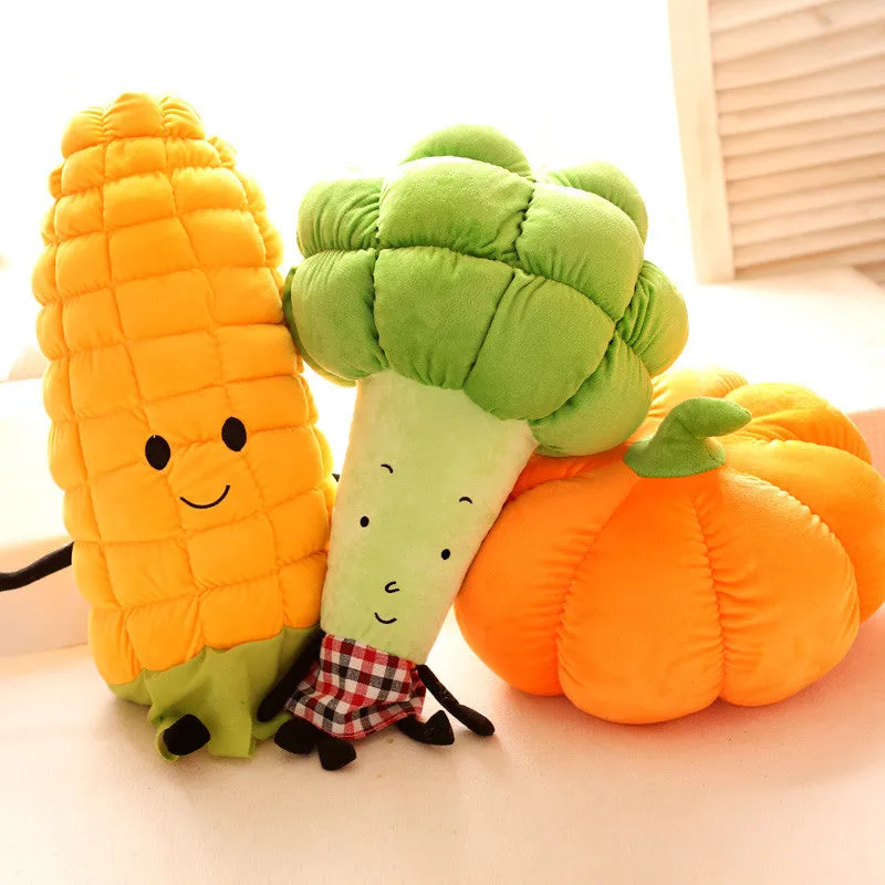 Cute super soft plush cartoon anime fruit vegetables Carrot Corn Broccoli sofa throw pillow toy doll,birthday gift for children