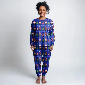 Digital Black Santa Women's Pajama Set