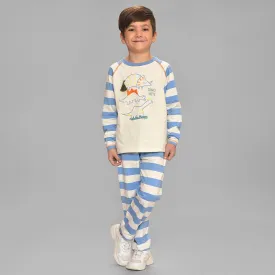 Dinomite Striper Print Blue T-shirt & Pajama Set