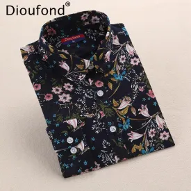 Dioufond Bohemia Women Blouses Long Sleeve Shirts Women Summer Tops Turn Down Collar Blouse Shirt Plus Size 20 Colors